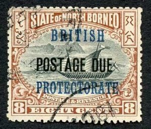 North Borneo SGD43a 8c No Spot after PROTECTORATE used Cat 28 Pounds