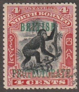 North Borneo, stamp, Scott#108, used, hinged,  4 cents, Red