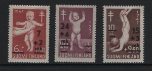 Finland  #B91-B93   MH  1948  TB  medical examination of infants surcharges