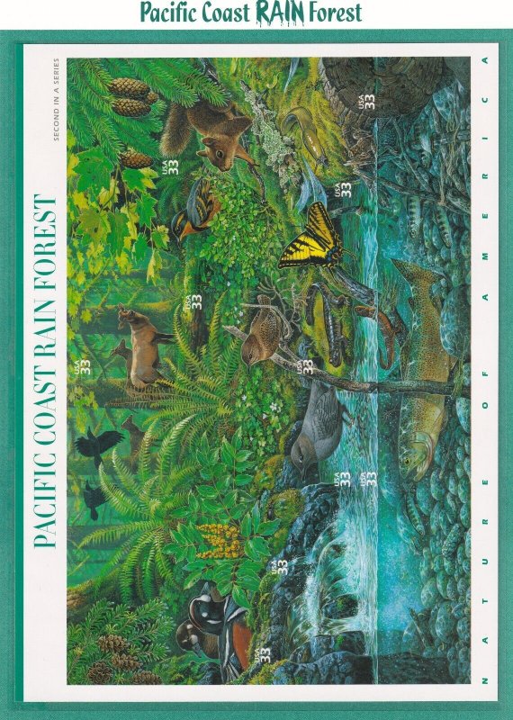 Scott #CP596 (3378) Pacific Coast Rain Forest Commemorative Panel Stamp Sheet