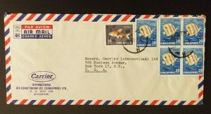 1962 Singapore to New York USA Multi Franking Business Carrier Air Mail Cover