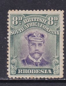 Rhodesia Scott 128b 1923 KGV Admiral 8d Perf 15, Die II, VF, MLH. Scott $200