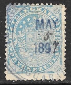 VENEZUELA 1896 2b ARMS Telegraph Stamp Hisc. 5 Used