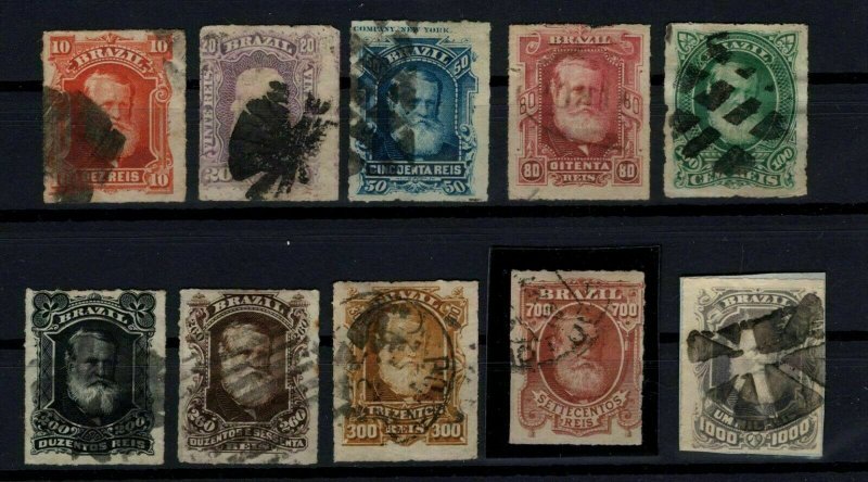 [P01] BRAZIL/1877, Emperor Pedro II Complete Set, Used, Michel No: 38/47 (260€) 