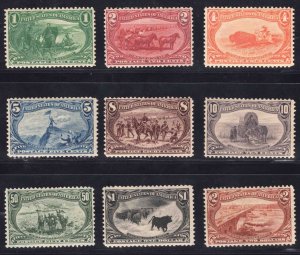 MOMEN: US STAMPS #285-293 COMPLETE TRANS-MISS MINT OG 4NH(1c-5c)/H LOT #78497