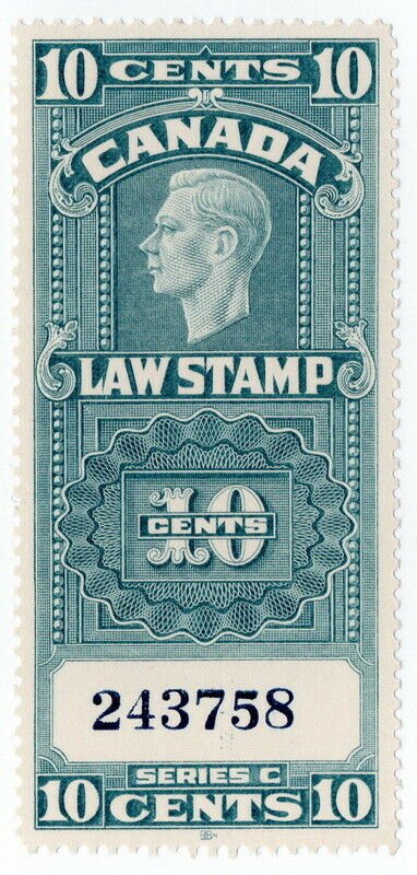 (I.B) Canada Revenue : Law Stamp 10c (1938)