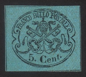 1867 italian Papal / Roman States Italy 5c Stamp, MNG, Sc 14