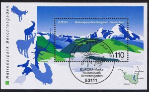 Germany 1999, Scott#2040 used Bonn, National Park Berchtesgaden, souvenir sheet