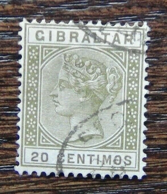 Gibraltar 1889 - 96 20c Olive Green SG25 Fine Used