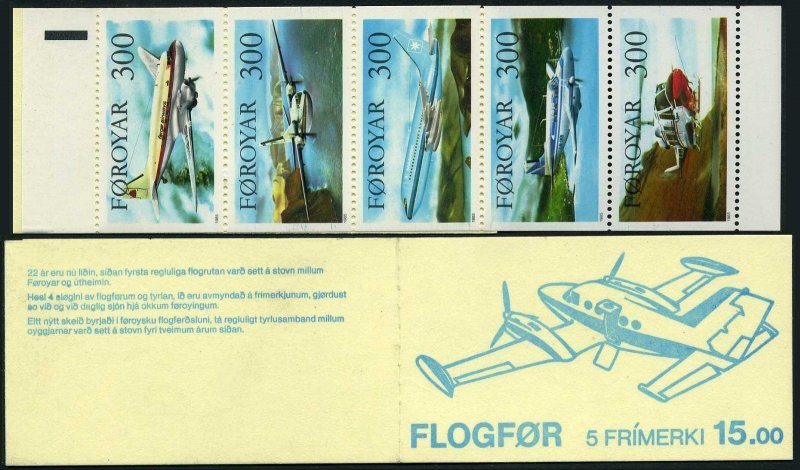 Faroe 134-138a booklet,MNH.Michel MH3. Passenger Aviation,1985.Planes.Helicopter