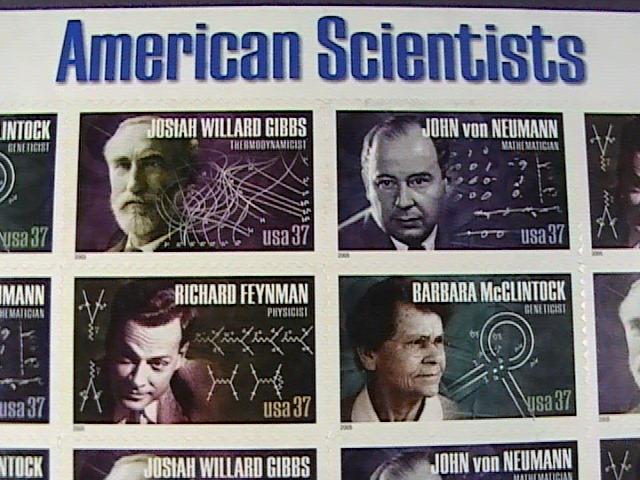 U.S.# 3906-3909(3909a)MINT/NH-PANE OF 20---AMERICAN SCIENTISTS---2005