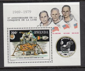 Rwanda 957 Anniversary Moon Landing Souvenir Sheet MNH VF