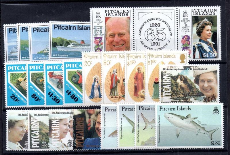 Pitcairn Islands 1991-1992 6 x MNH sets SG395-417 WS7343