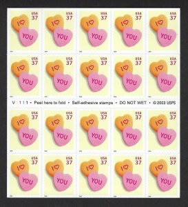 U.S. #3833a VALENTINE CANDY  BOOKLET PANE MINT, NH AT FACE VALUE!