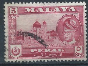 Perak 1957 - 5c carmine-lake - SG93 used