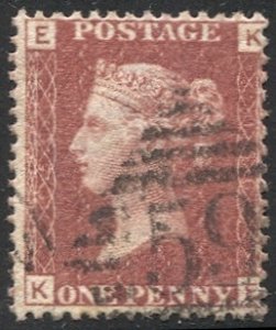 GB 1864 1d  Penny Red QV Used, Sc 33 E-K, Plate 166 F, #59 of Bandon, Ireland