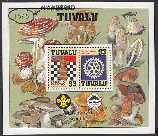 Tuvalu, Scott cat. 352 A. Chess & Rotary, Numbered s/sheet with Scout Logo..