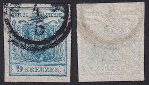 Austria - 1850 - Scott #5 - used - Type II - Coat of Arms