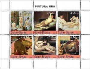 Nude Art Stamp Gustave Courbet Paul Gauguin Delacroix S/S MNH #2762-2767