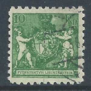 Liechtenstein #59 Used 10rp Arms With Supporters - Perf 9 1/2