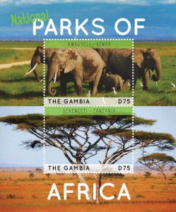 Gambia 2014 - National Parks - Amboseli - Souvenir sheet - Scott #3606 - MNH