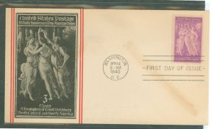 US 895 1940 3c Pan American Union 50th Anniversary on an unaddressed FDC with a Fidelity Cachet