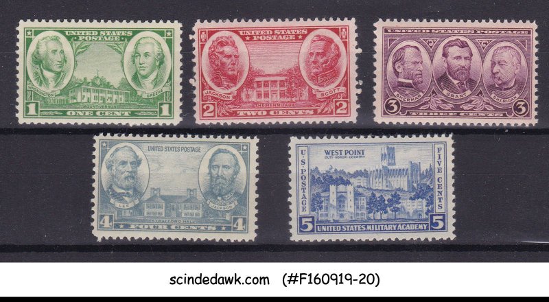 UNITED STATES USA - 1936-37 HONORING THE UNITED STATES ARMY SC#785-789 5V MNH