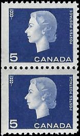 CANADA   # 405bs MNH PAIR WITH STRAIGHT EDGE , FROM 404b  (3)