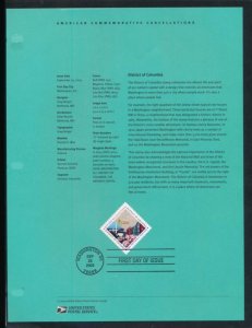 USPS 2003 SOUVENIR PAGE 37c DISTRICT OF COLUMBIA #3813