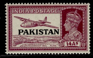 PAKISTAN GVI SG13, 14a purple, NH MINT. 