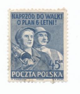 Poland 1950 Scott 477 used - 45g, Polish workers, 6-year plan