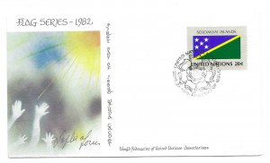 United Nations #381 Flag Series 1982 Solomon Islands WFUNA Cachet FDC