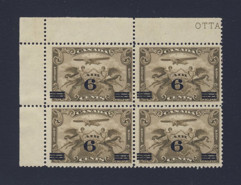 4x Canada Air Mail MNG Stamps Block of 4 #C3-6c/5c F/VF Guide Value = $42.00