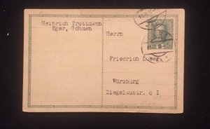 O) 1917 AUSTRIA, FRANZ JOSEF 8h, POSTAL STATIONERY CIRCULATED TO WURZBURG