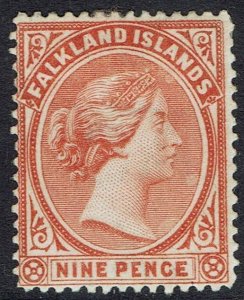 FALKLAND ISLANDS 1891 QV 9D