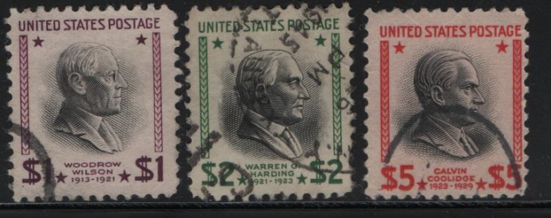 US 832-834 USED HIGH VALUE PREXIES 1938