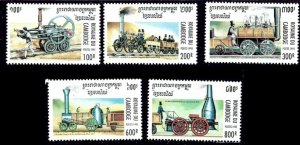 Cambodia 1446-50 MNH 1995 Trains (an3607)