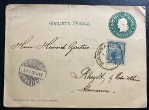 1900 Buenos Aires Argentina Postal Stationery Postcard Cover To Rheydt Germany