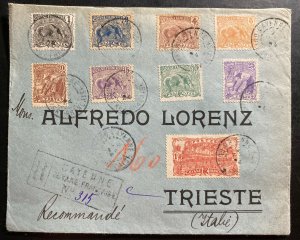 1924 Cayenne French Guiana Registered Cover To Triest Italy Sc#78