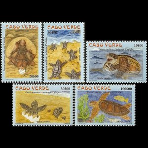 CAPE VERDE 2002 - Scott# 783-7 Red Turtles Set of 5 NH