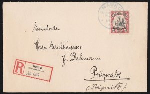 NAURU 1910 Registered cover Marshalls Yacht. To Germany. with Certificate. 