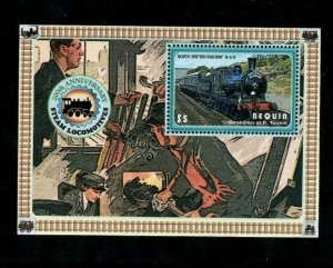 Bequia 2004 - Steam Trains - Souvenir Stamp Sheet - Scott #349 - MNH