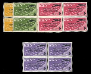 Italy #C52-55 Cat$416+, 1934 Rome-Buenos Aires, set of four in blocks of four...