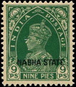 India - Nabha  SC# 71 SG# 79 George VI 9ps  MLH dark gum