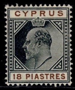 CYPRUS EDVII SG70, 18pi black & brown, M MINT. Cat £55.