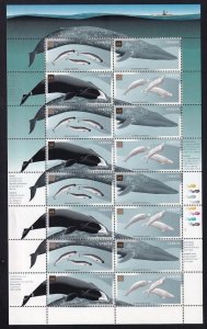 2000 -  #1868 - 71 -  Canadian Whale Postage Stamp Sheet . MNH 