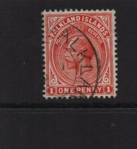 Falkland Islands 1912 SG61 1d Comb perf MCA watermark - used