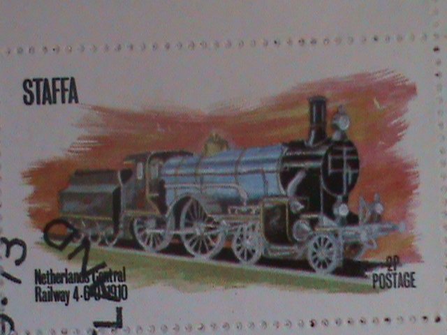 STAFFA-SCOTLAND STAMP:1973 AIRMAIL- RAILWAYS-THE TRAINS COMPLETE SET-CTO MNH