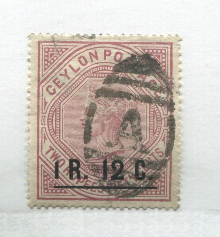 Ceylon QV 1885 overprinted 1 rupee 12 cents used