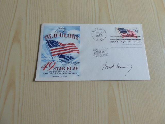 1959 USA FDC Old Glory Alaska John F. Kennedy JFK preprint autograph